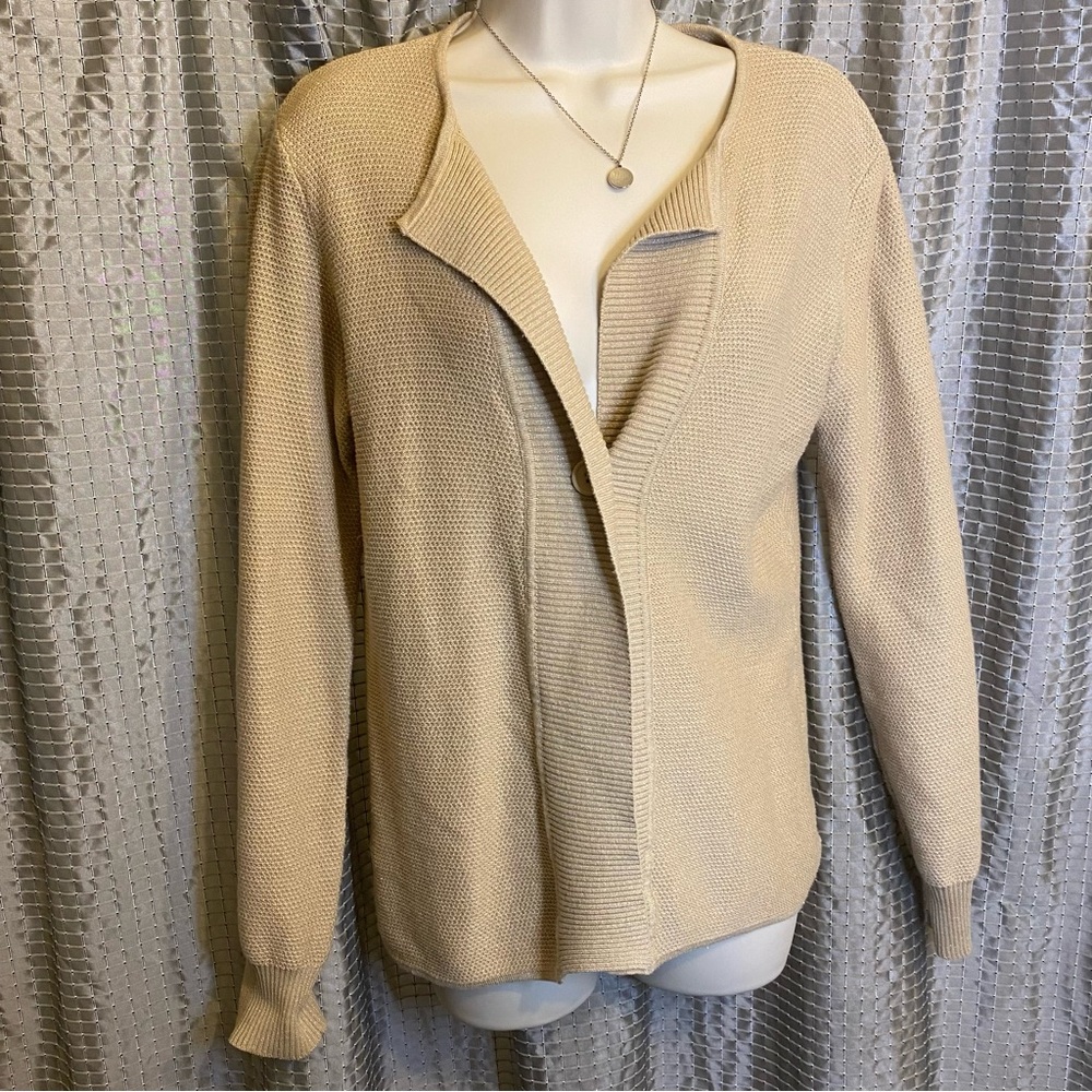 Tail Single Button Gold Cardigan Medium